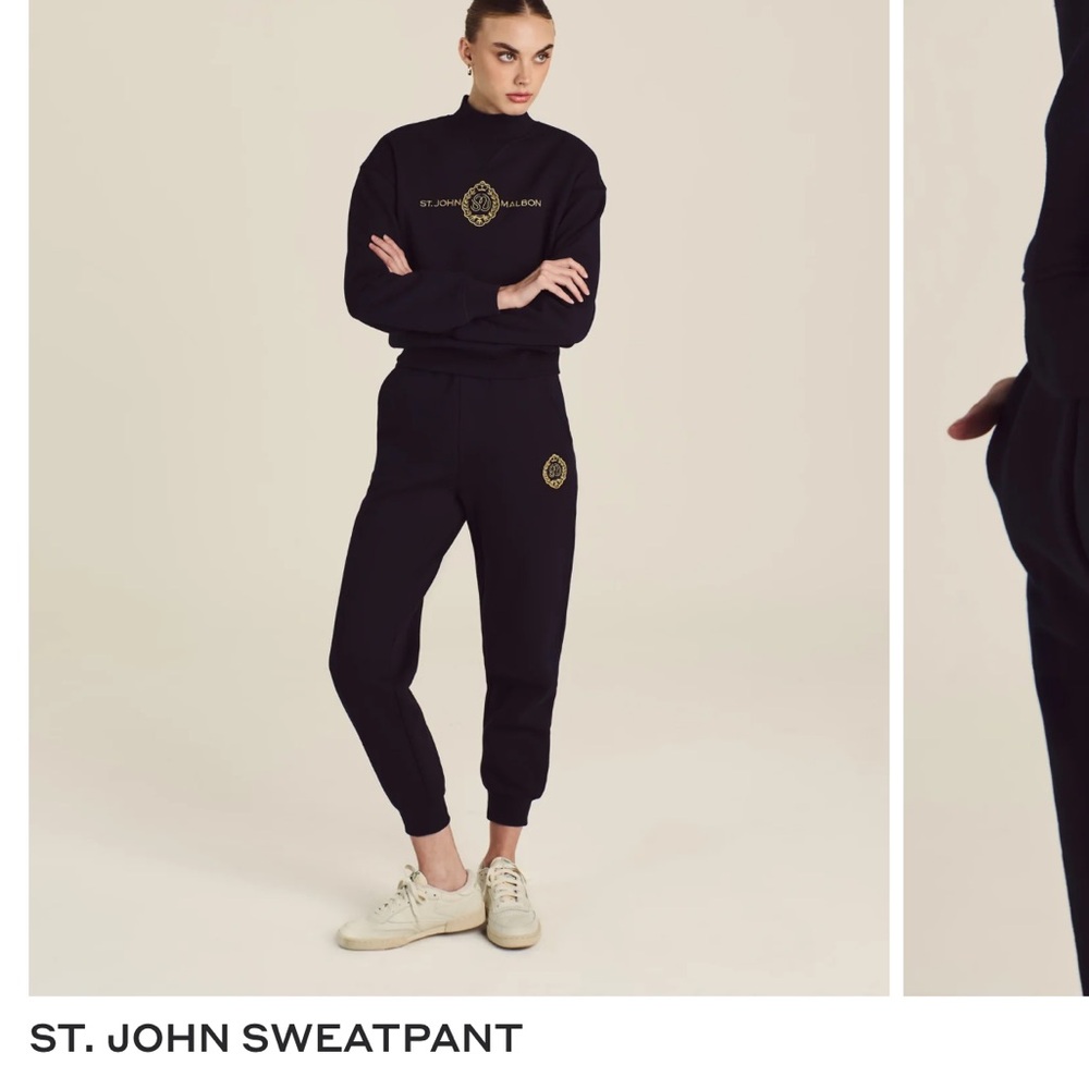 St. John Malbon Black Joggers with Gold Emblem